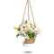 Rope Hanging Planter, Woven Ceiling Plant Basket Hanger Indoor Up to 7" Pot, Brown/White